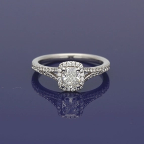 Platinum Certificated Cushion Cut Diamond Halo Ring