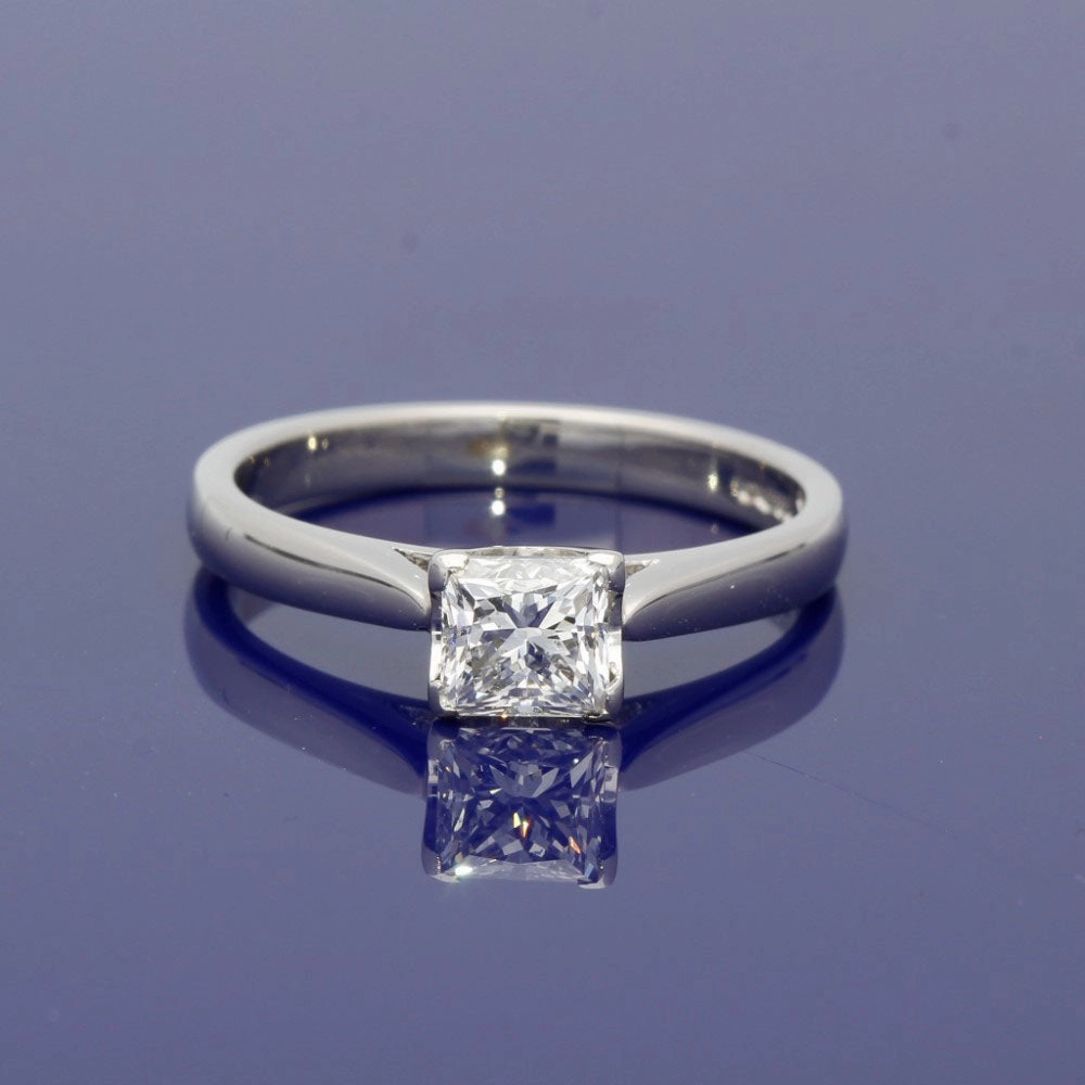 Platinum Certificated Princess Cut Diamond Solitaire Ring