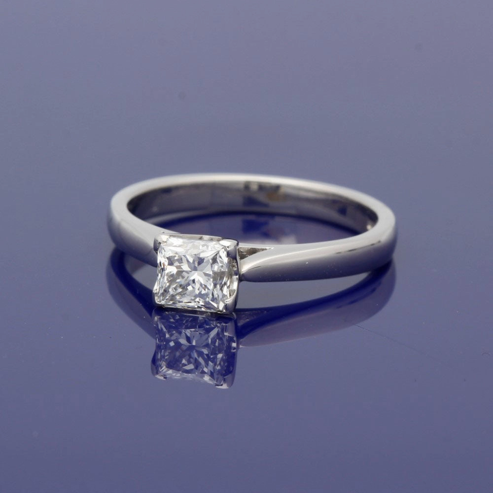 Platinum Certificated Princess Cut Diamond Solitaire Ring