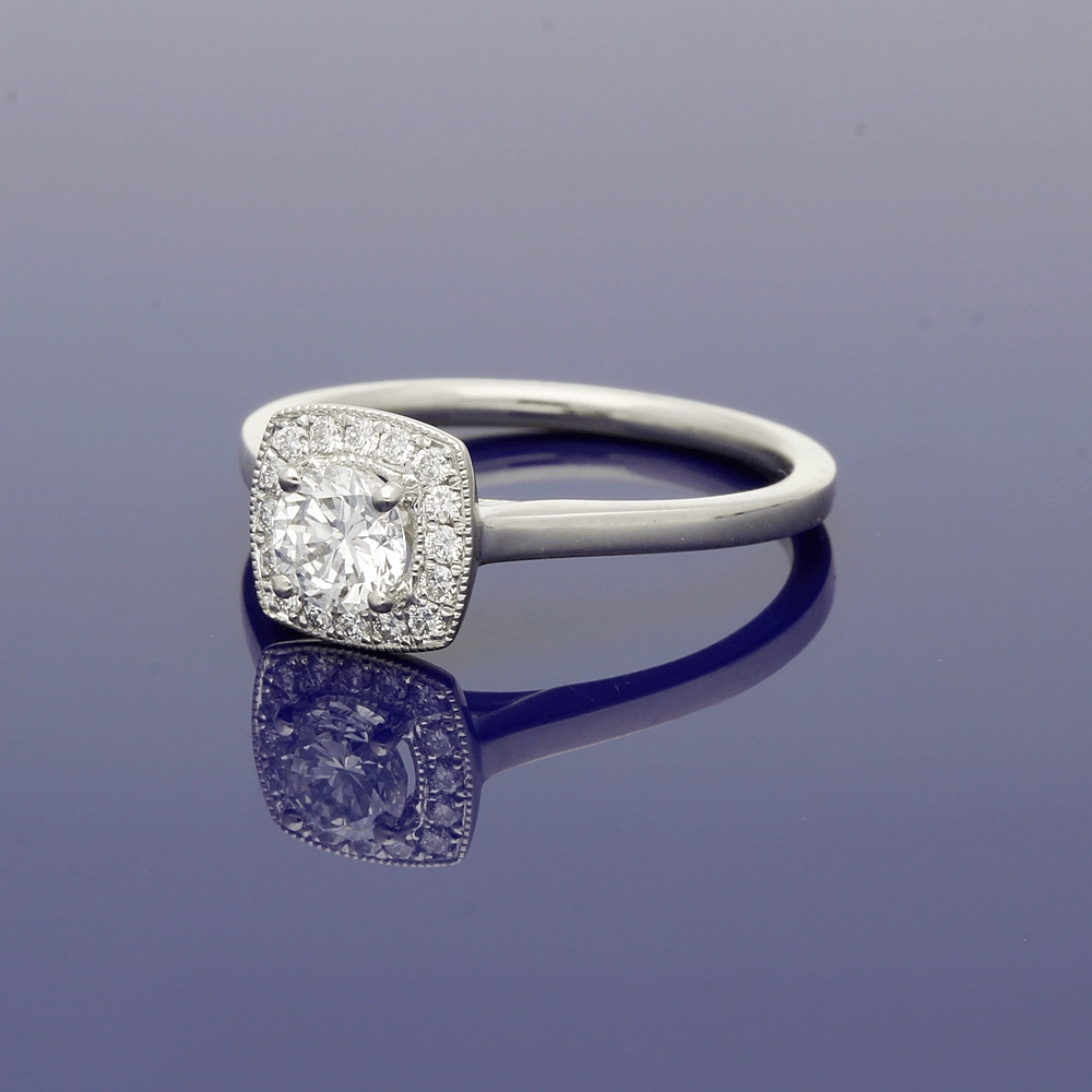 Platinum Diamond Halo Cluster Ring
