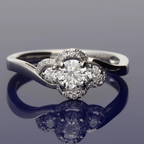 Platinum Diamond Trilogy Twist Halo Ring