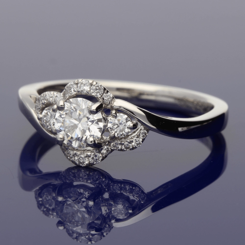 Platinum Diamond Trilogy Twist Halo Ring