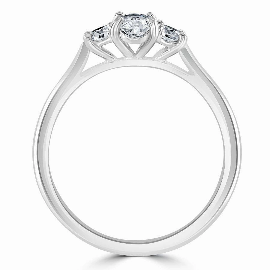 Platinum Oval & Round Brilliant Cut Diamond Trilogy Ring