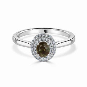 Platinum Oval Cut Alexandrite & Diamond Double Halo Cluster Ring