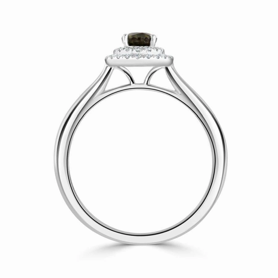 Platinum Oval Cut Alexandrite & Diamond Double Halo Cluster Ring