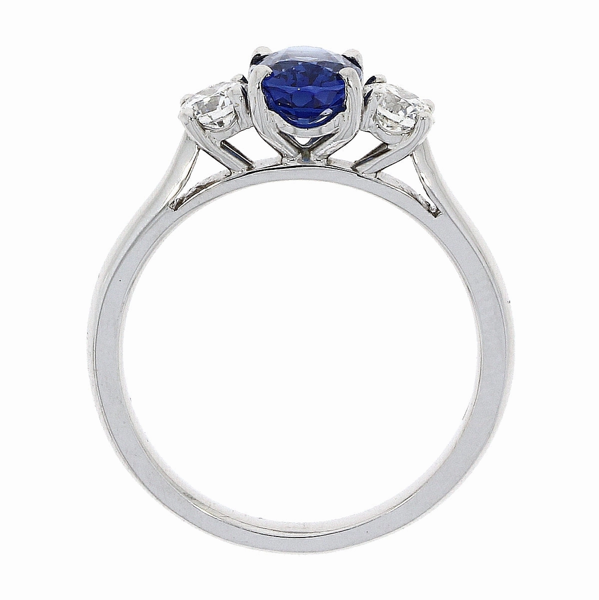 Platinum oval Sapphire and Diamond Claw Set Ring