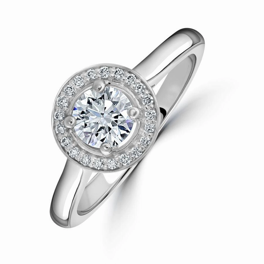 Platinum Round Brilliant Cut Diamond Halo Cluster Ring