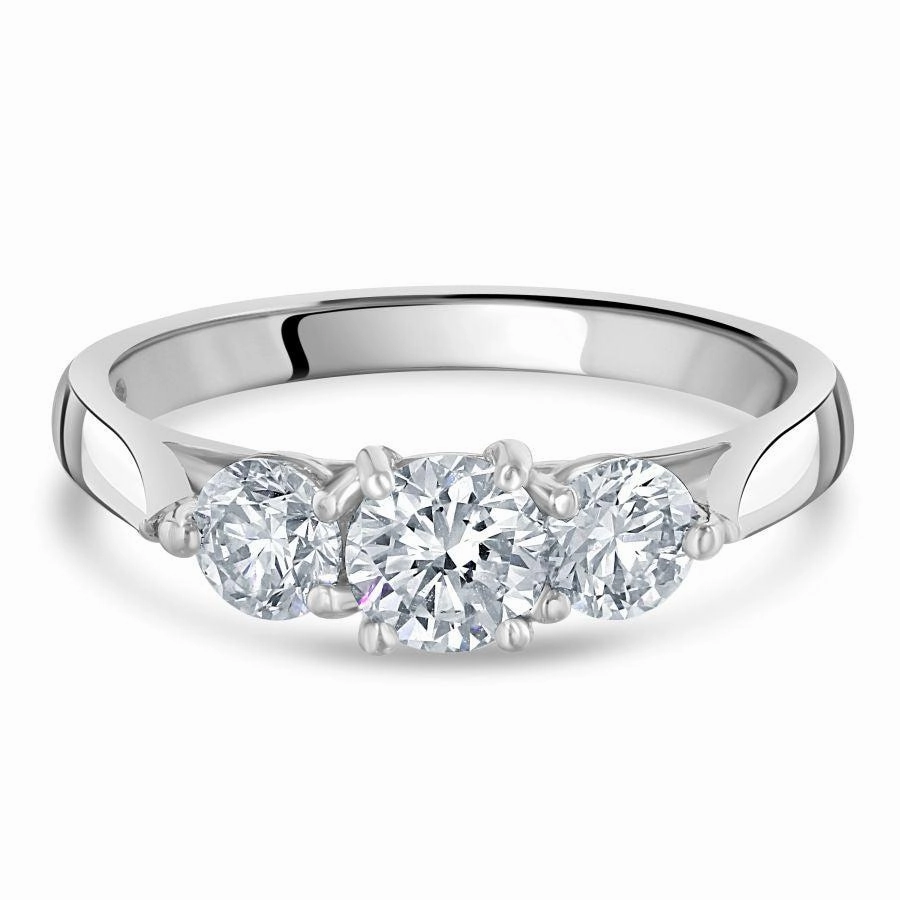 Platinum Round Brilliant Cut Diamond Trilogy Ring