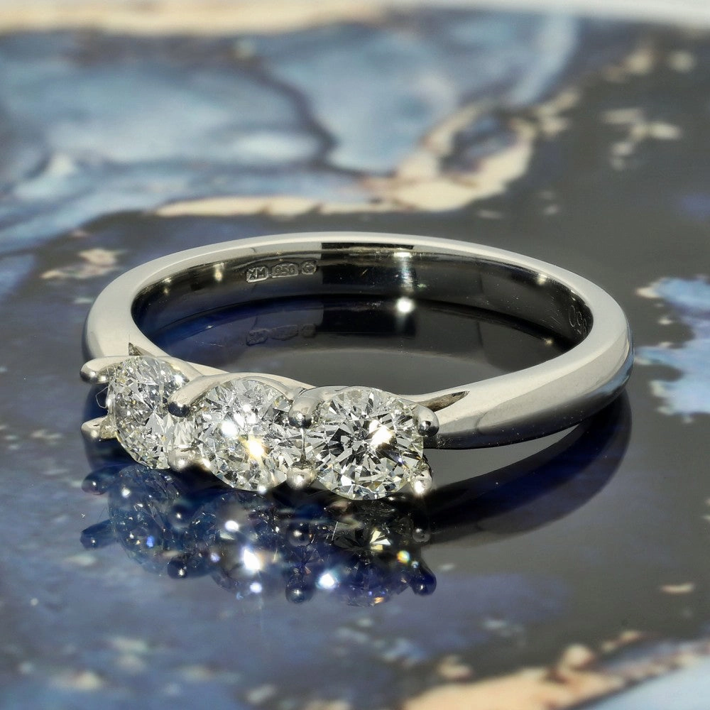 Platinum Round Diamond Trilogy Ring 0.75ct