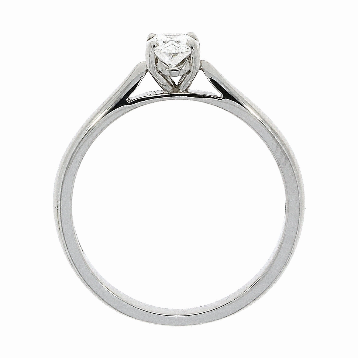 Platinum solitaire cushion cut diamond 4 claw ring