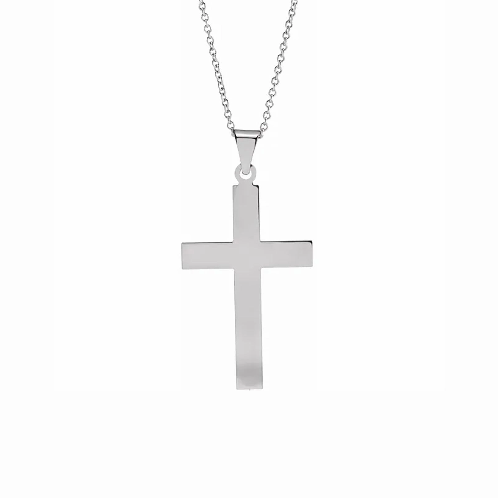 Polished Cross Necklace in White Gold