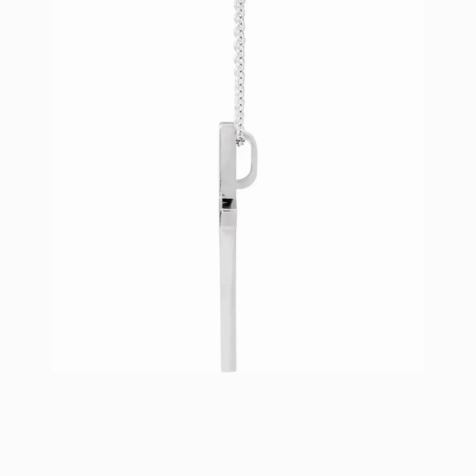 Polished Cross Necklace in White Gold