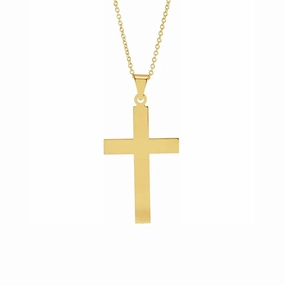 Polished Cross Necklace in Yellow Gold