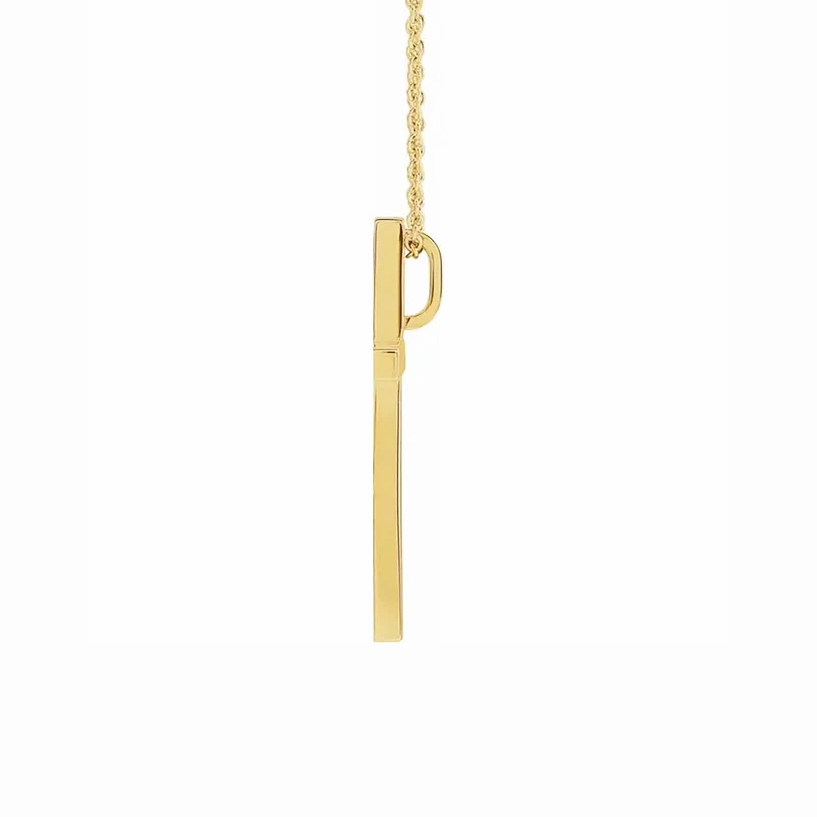 Polished Cross Necklace in Yellow Gold