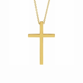 Polished Cross Necklace in Yellow Gold