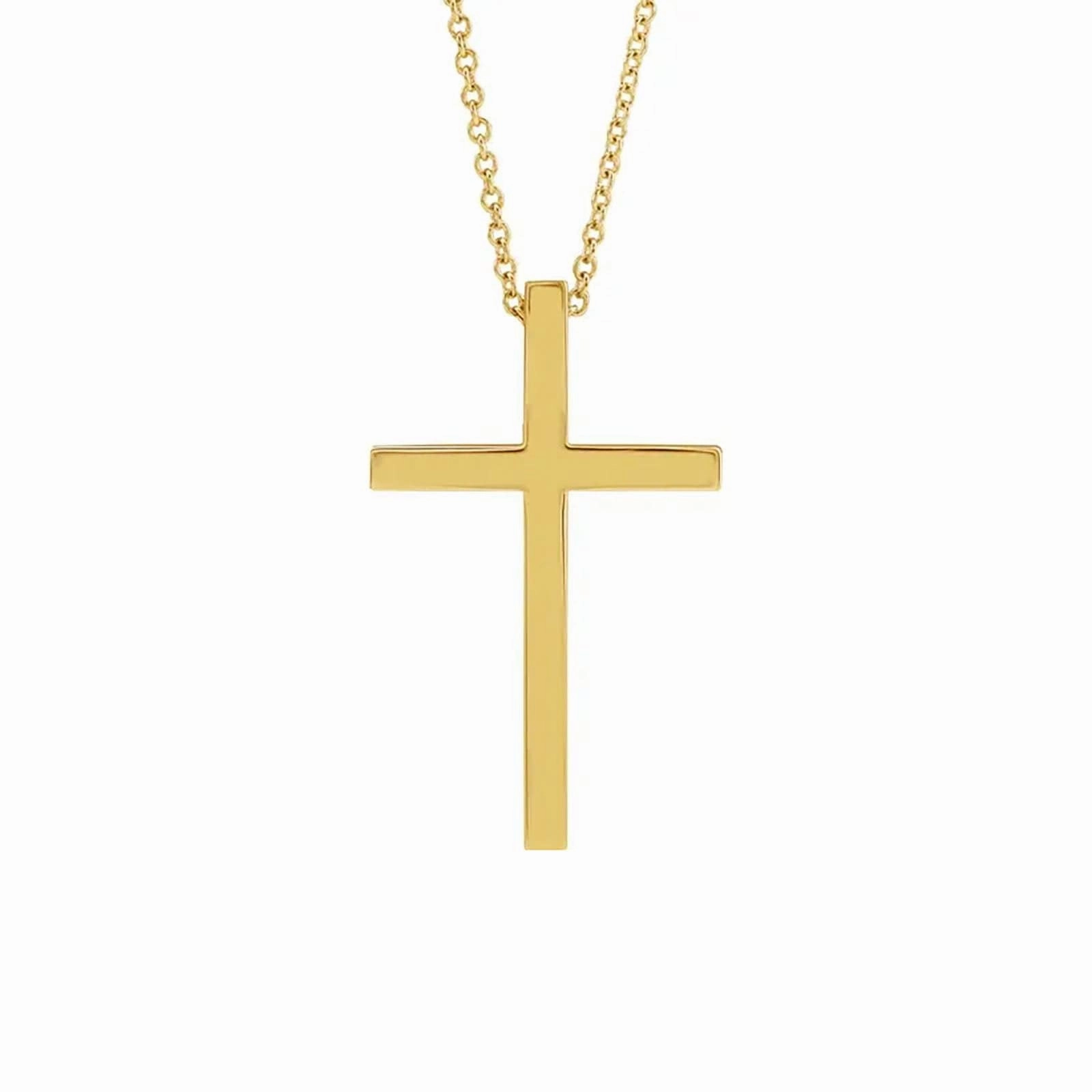 Polished Cross Necklace in Yellow Gold
