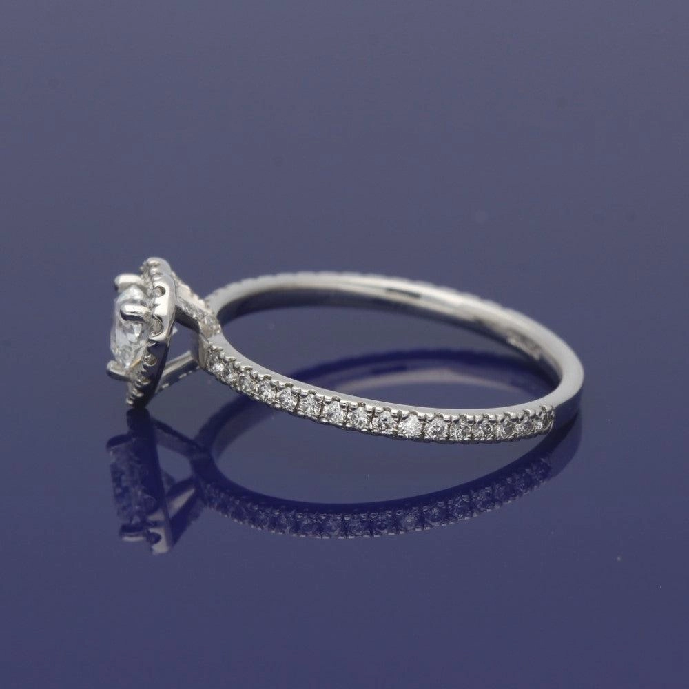 Pre-loved 18ct White Gold Certificated Heart Shape Diamond Halo Ring