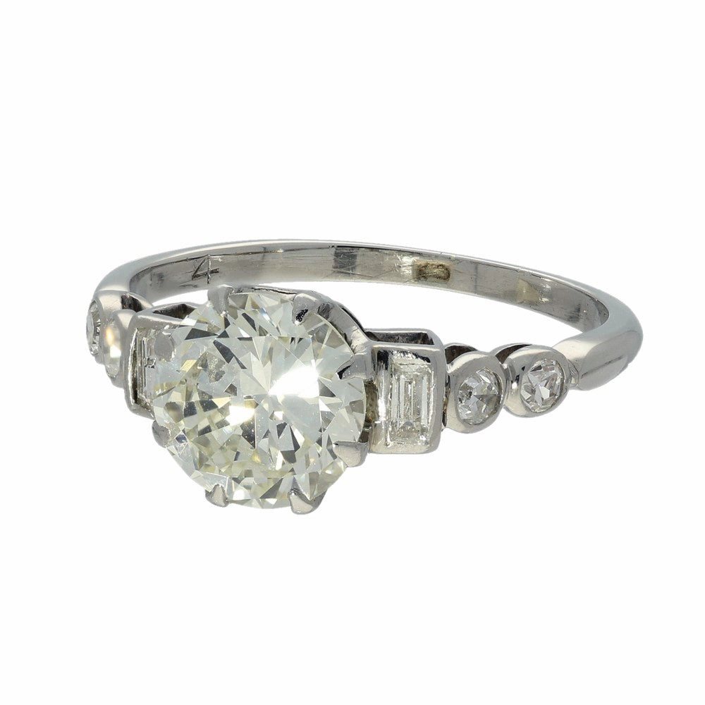 Pre-owned Art Deco Inspired 18ct White Gold 1.46ct Diamond Solitaire Ring