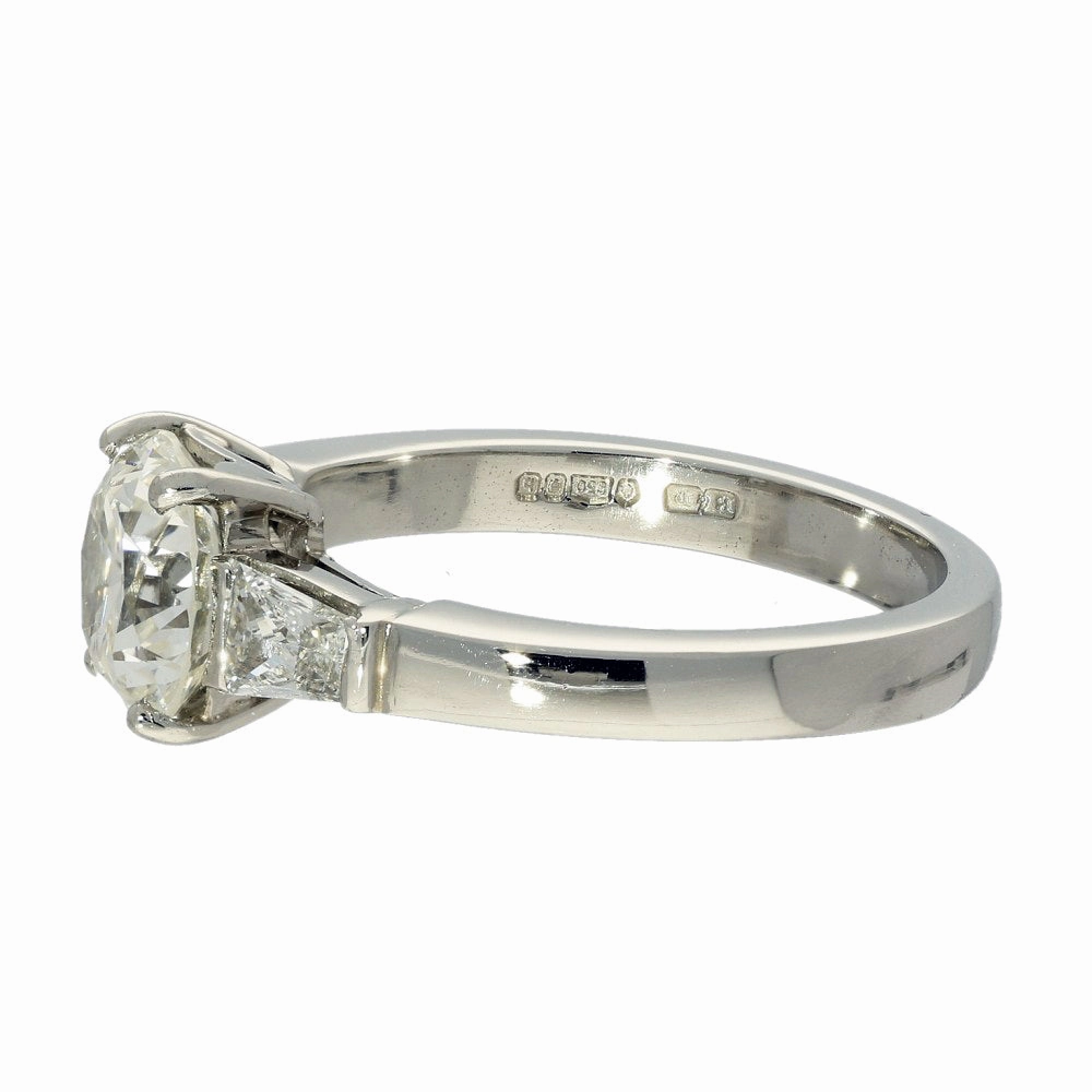 Pre-owned Platinum Boodles Round & Trapezoid Diamond Trilogy Ring