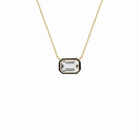 Rock Crystal Black Enamel Queen Necklace