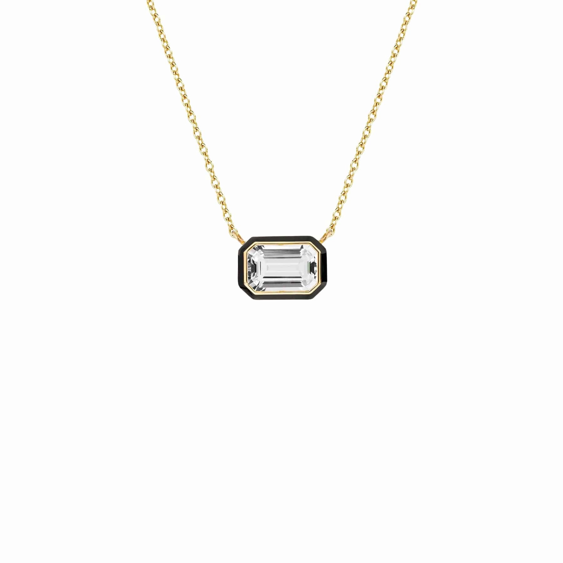 Rock Crystal Black Enamel Queen Necklace