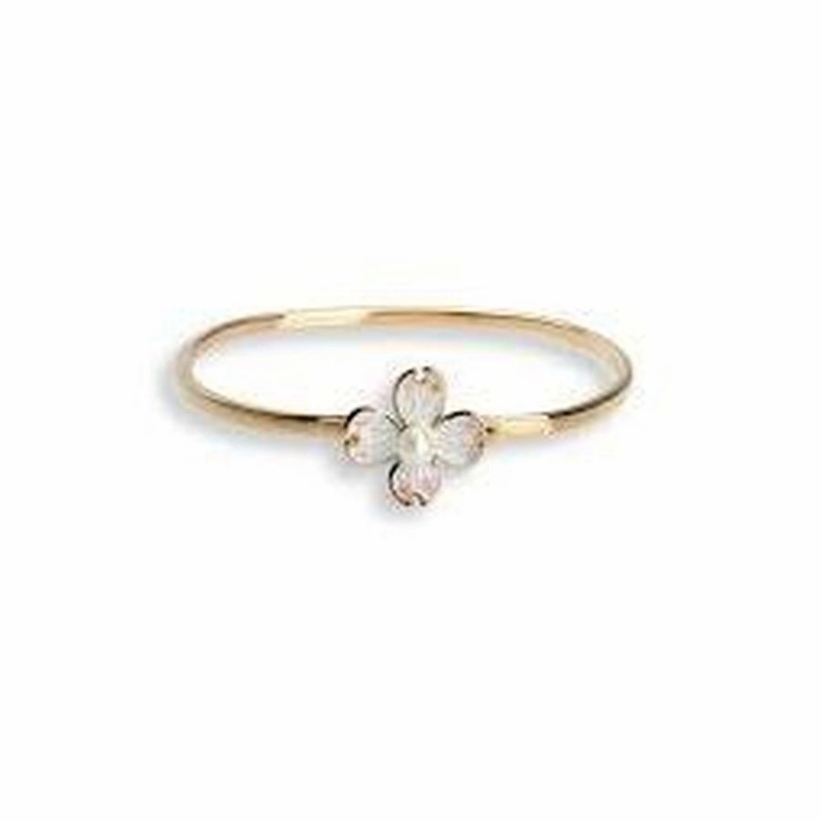Rose Gold Plated Silver & Enamel Pearl Set Dogwood Bangle