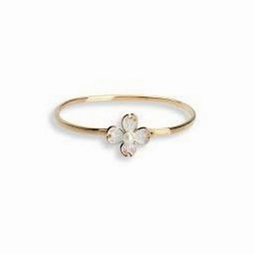 Rose Gold Plated Silver & Enamel Pearl Set Dogwood Bangle