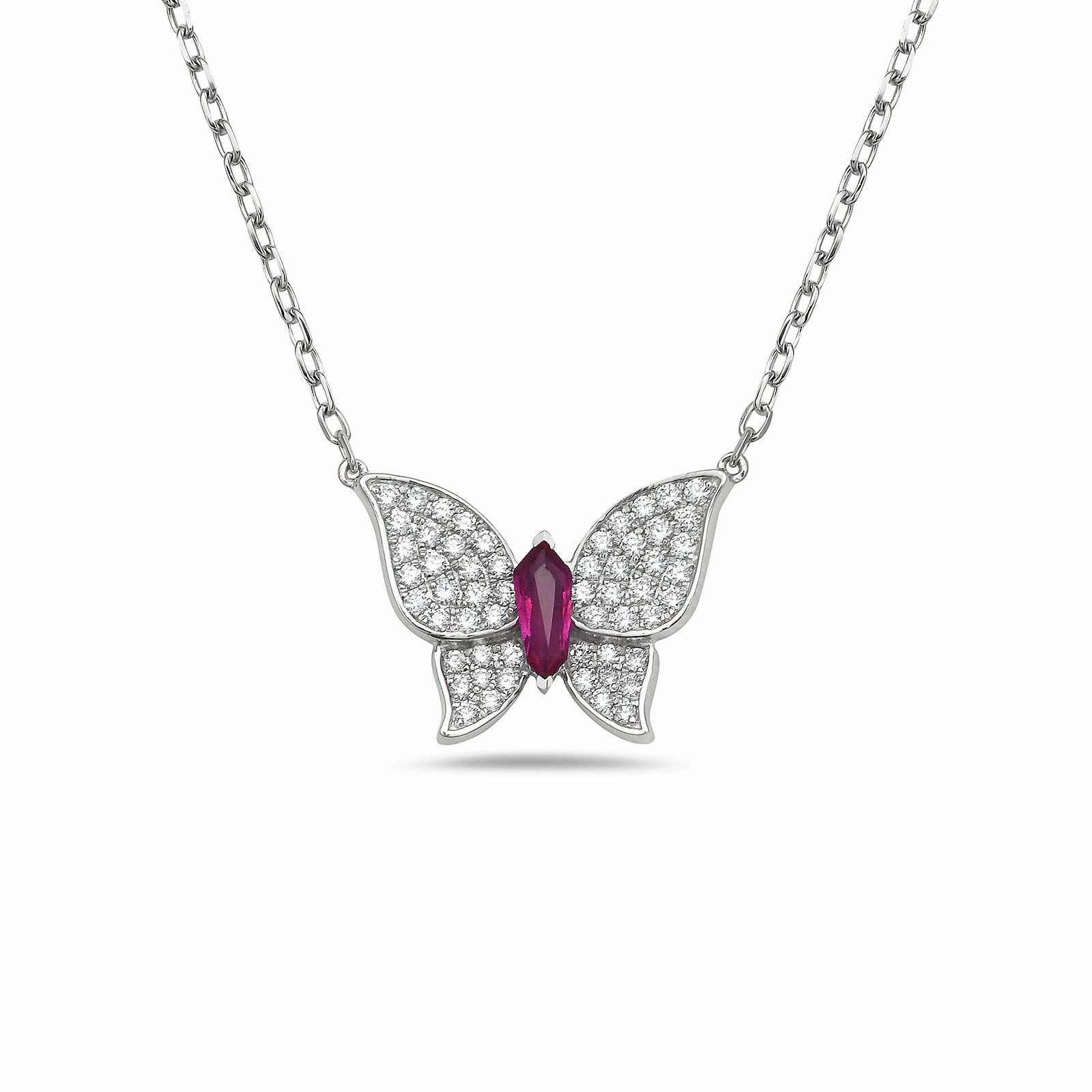 Ruby & Diamond Butterfly Pendant