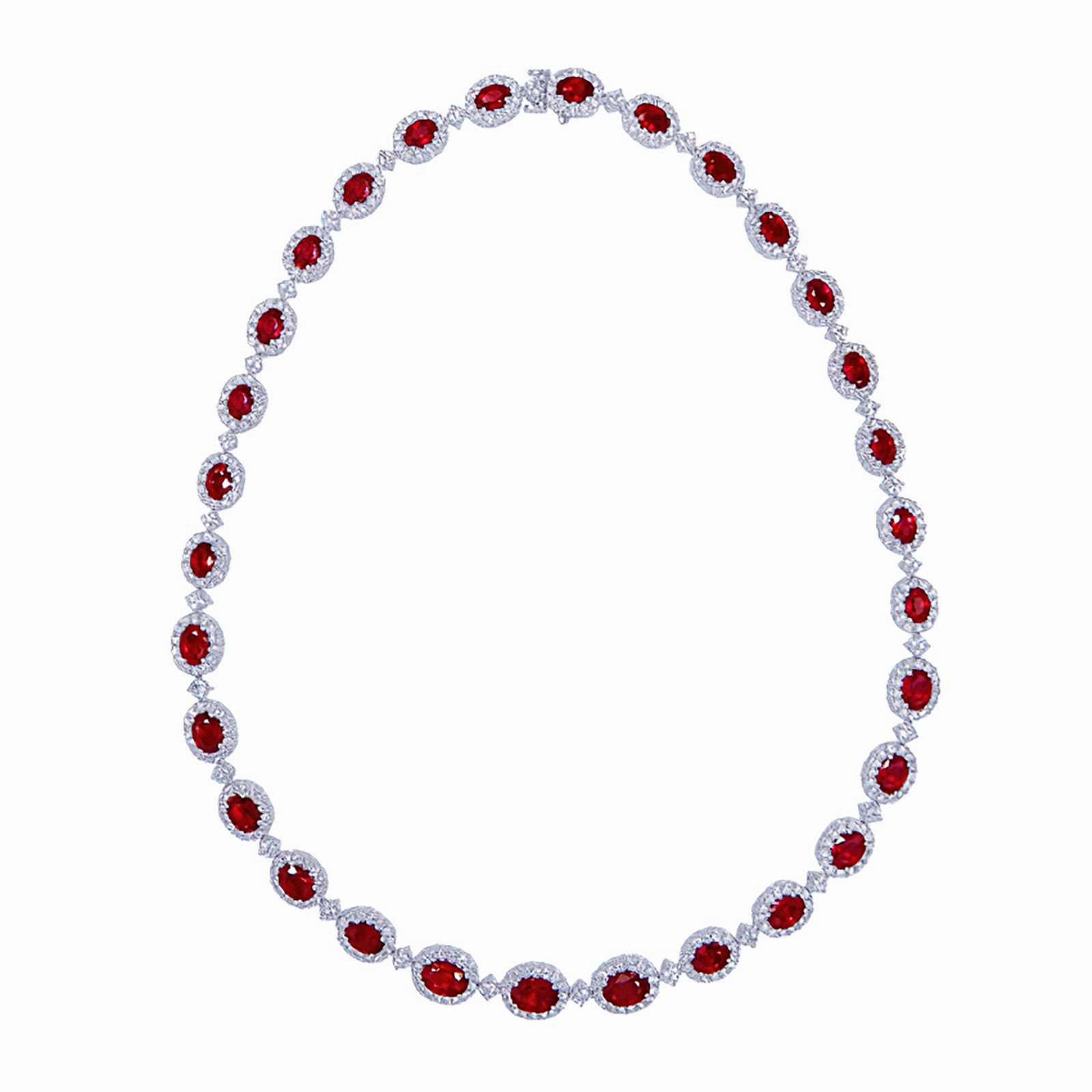 Ruby & Diamond Graduated Halo Necklace