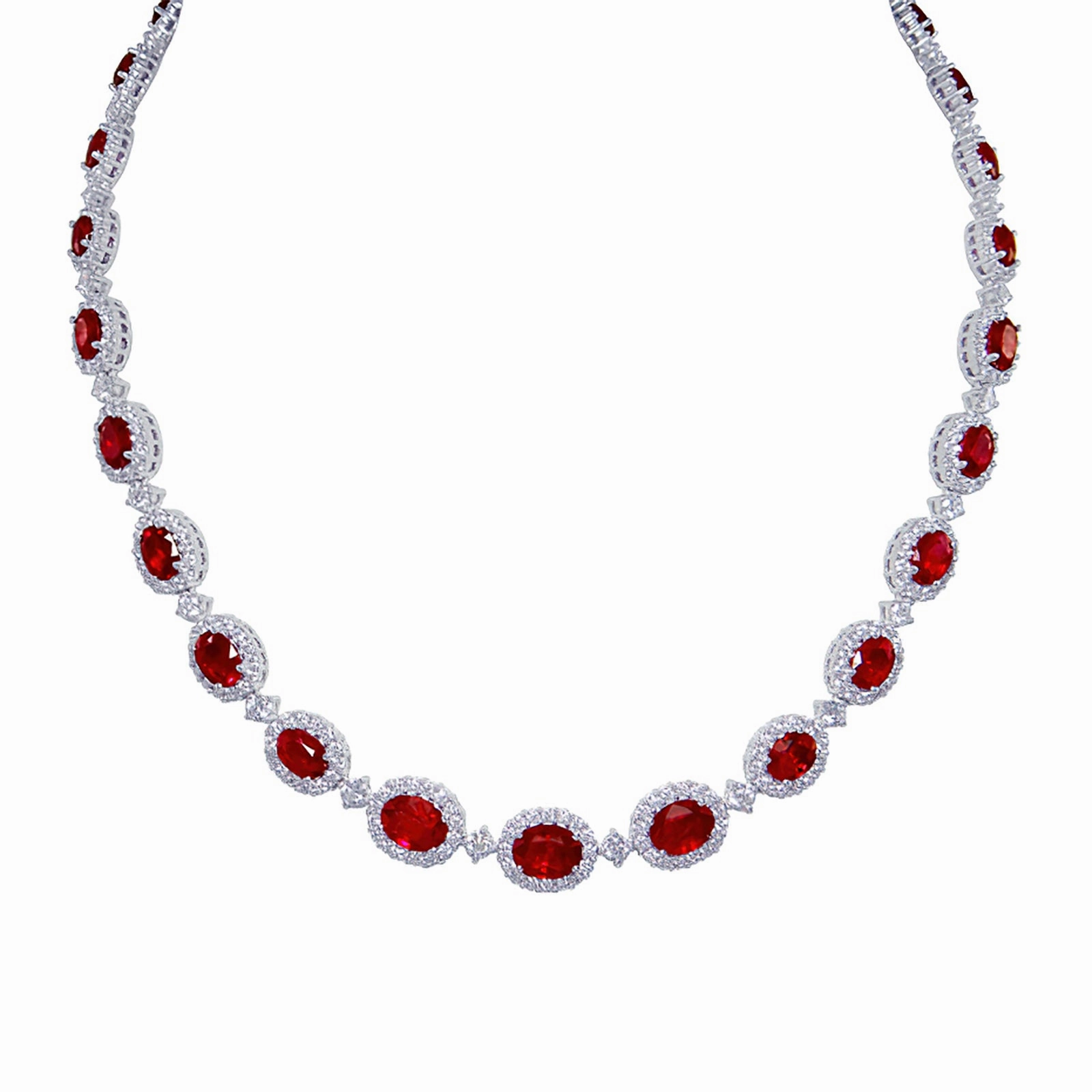 Ruby & Diamond Graduated Halo Necklace