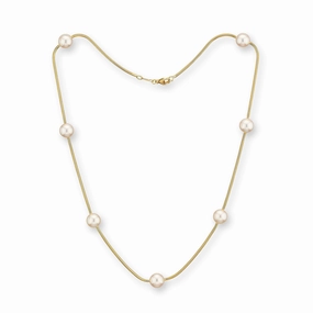 Silk Akoya Cultured Pearl Station Necklace