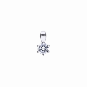 Silver 6-Claw Cubic Zirconia Solitaire Pendant