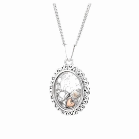 Silver & 9ct Rose Gold Looking Glass Inner Charm Pendant