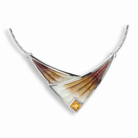 Silver & Enamel Citrine Set Sail Pendant