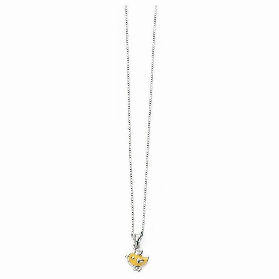 Silver & Yellow Enamel Diamond Set Chick Pendant