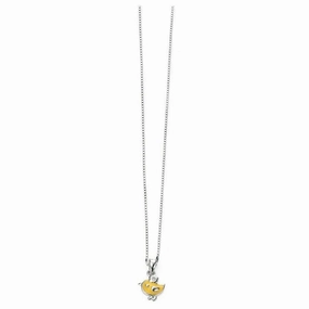 Silver & Yellow Enamel Diamond Set Chick Pendant