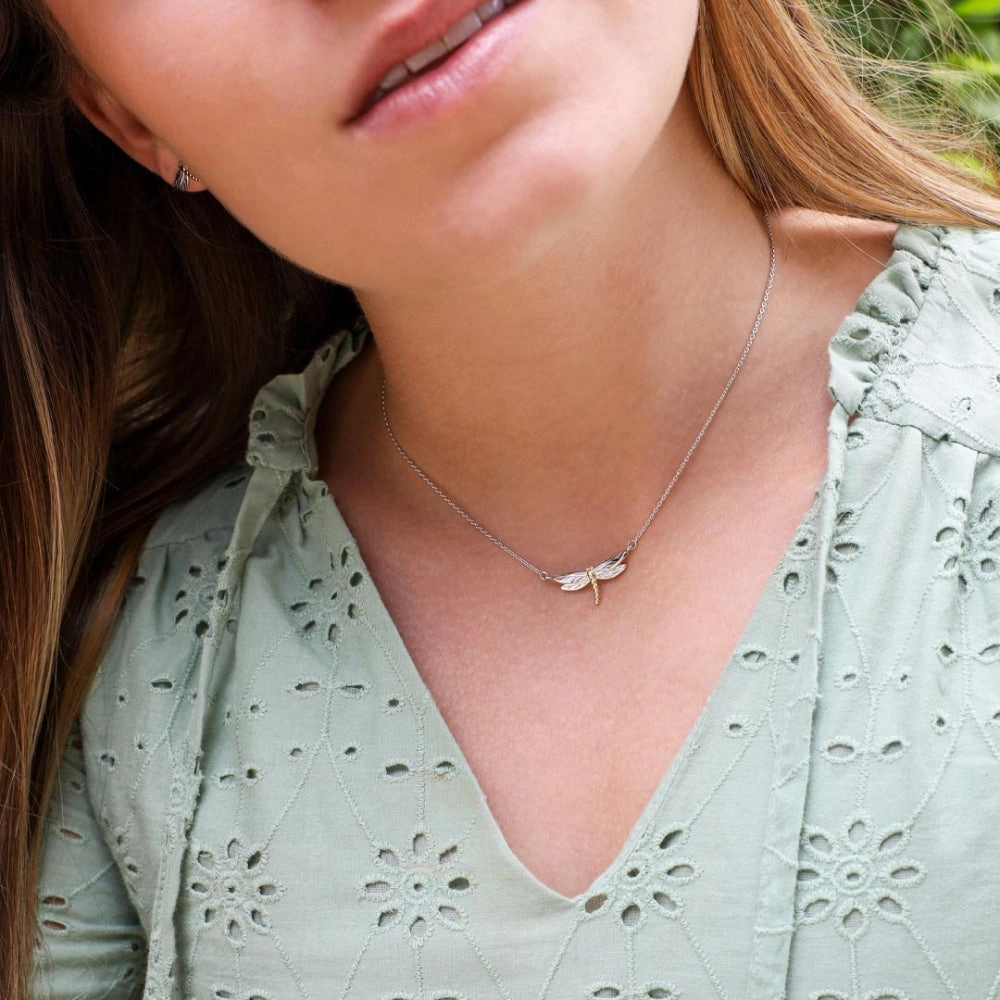 Silver & Yellow Gold Plated Blossom Flyte Dragonfly Petite Necklet