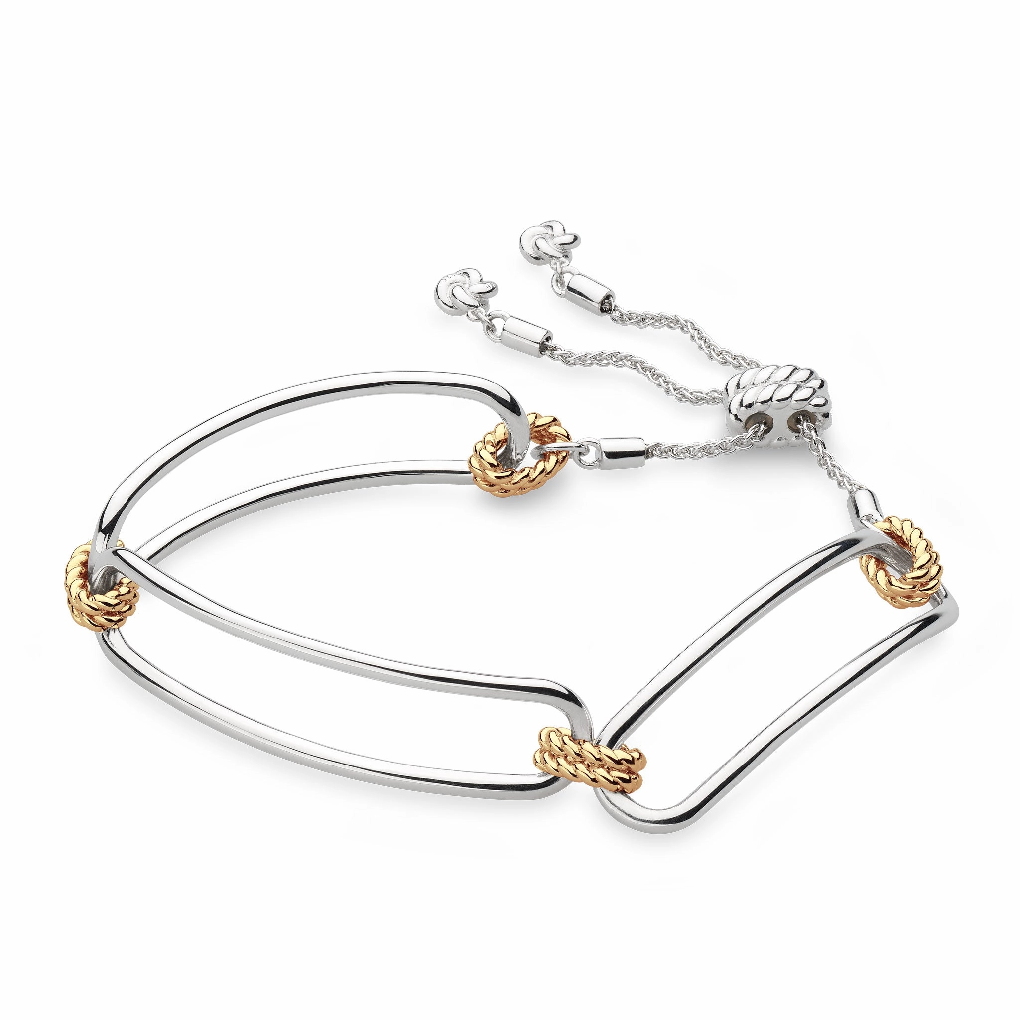 Silver & Yellow Gold Plated Marina Rope Bar Link Golden Toggle Bracelet