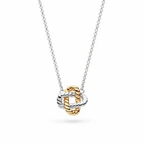 Silver & Yellow Gold Plated Marina Rope Knot Golden 18" Necklet