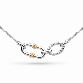 Silver & Yellow Gold Plated Marina Rope Link Duo Golden 18" Necklet