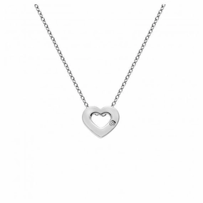 Silver Amulet Diamond Set Heart Pendant on a 16-18' Silver Chain