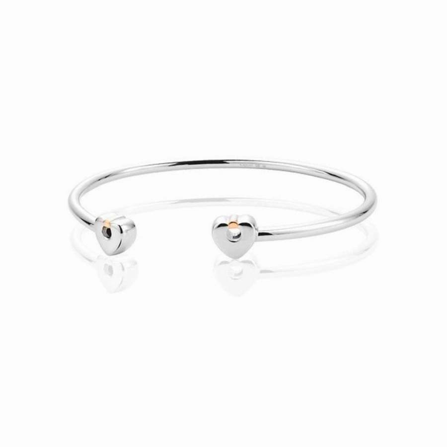 Silver and 9ct Rose Gold Cariad Torque Bangle
