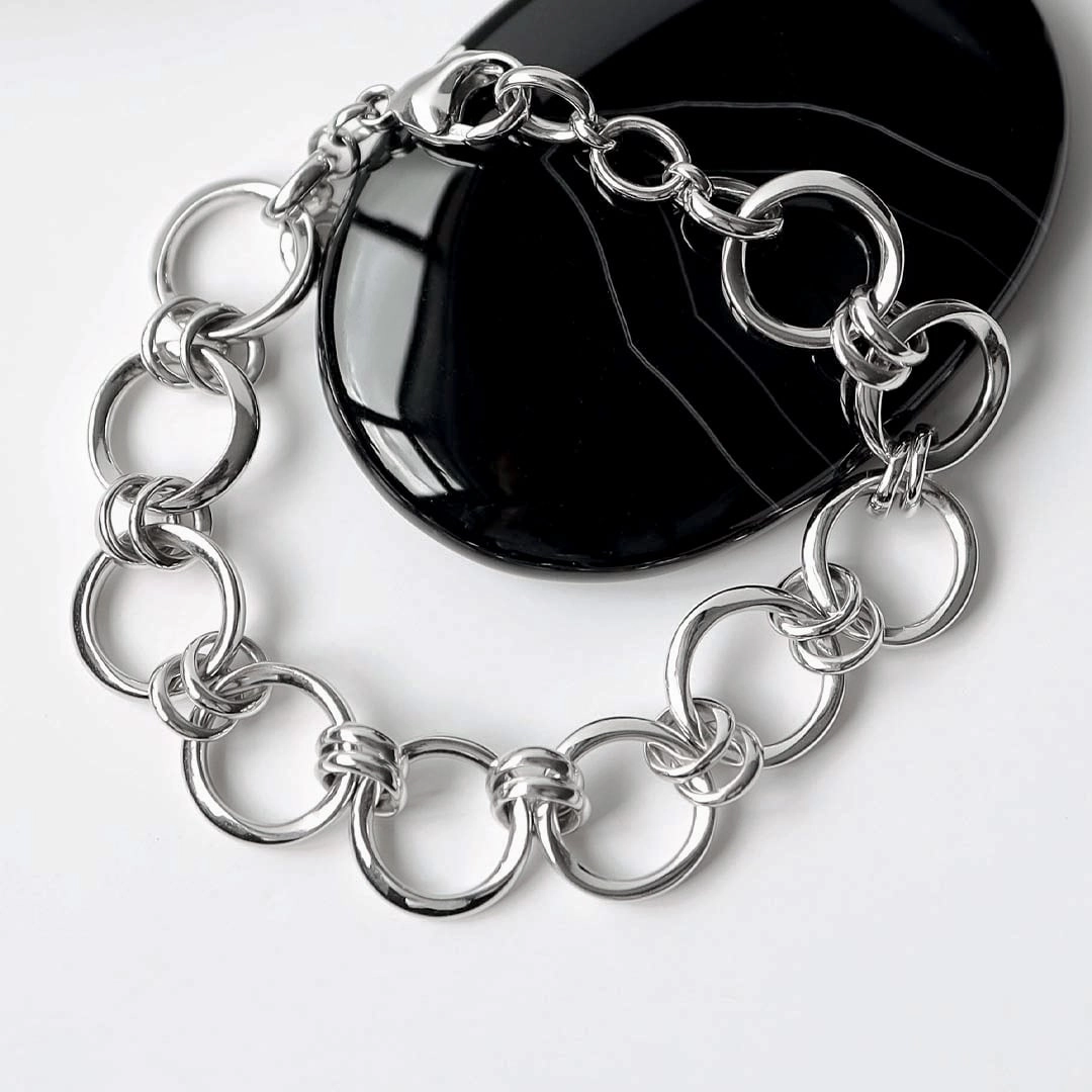 Silver Bevel Unity Grande 8" Bracelet