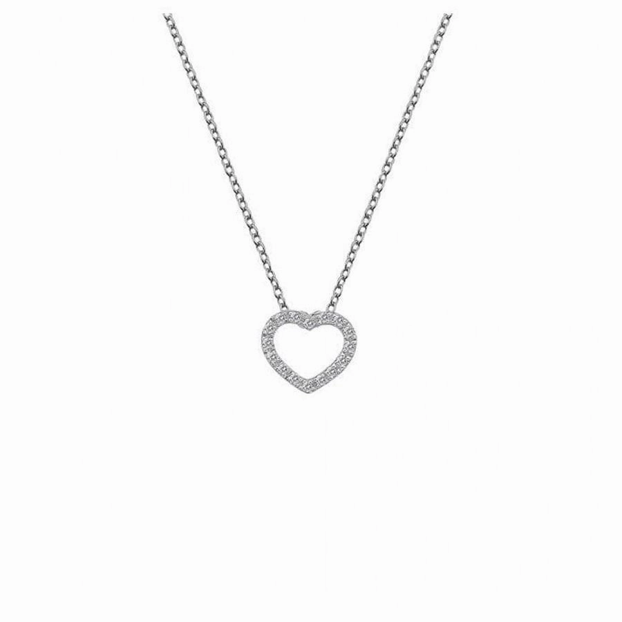 Silver Bliss Heart White Topaz Pendant & Chain