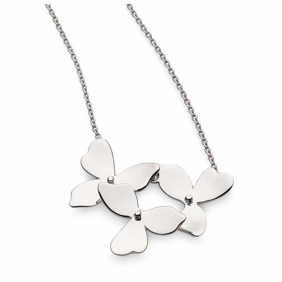 Silver Blossom Petal Bloom Trio Necklace