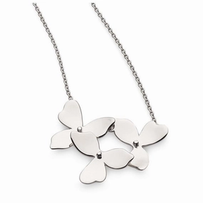 Silver Blossom Petal Bloom Trio Necklace