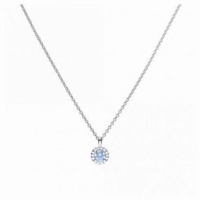 Silver Blue & Clear CZ Cluster Pendant & Chain