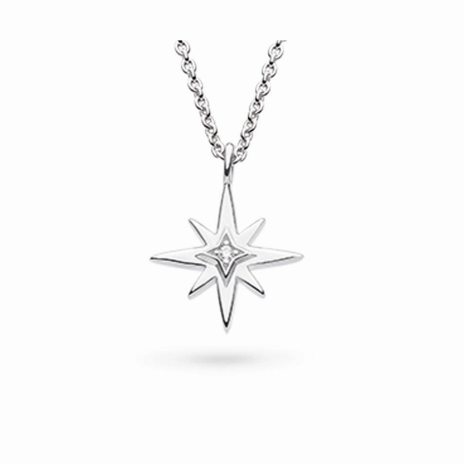 Silver Celeste North Star Cubic Zirconia Set Mini 18" Necklace