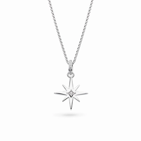 Silver Celeste North Star Pave Set Cubic Zirconia 18" Necklace