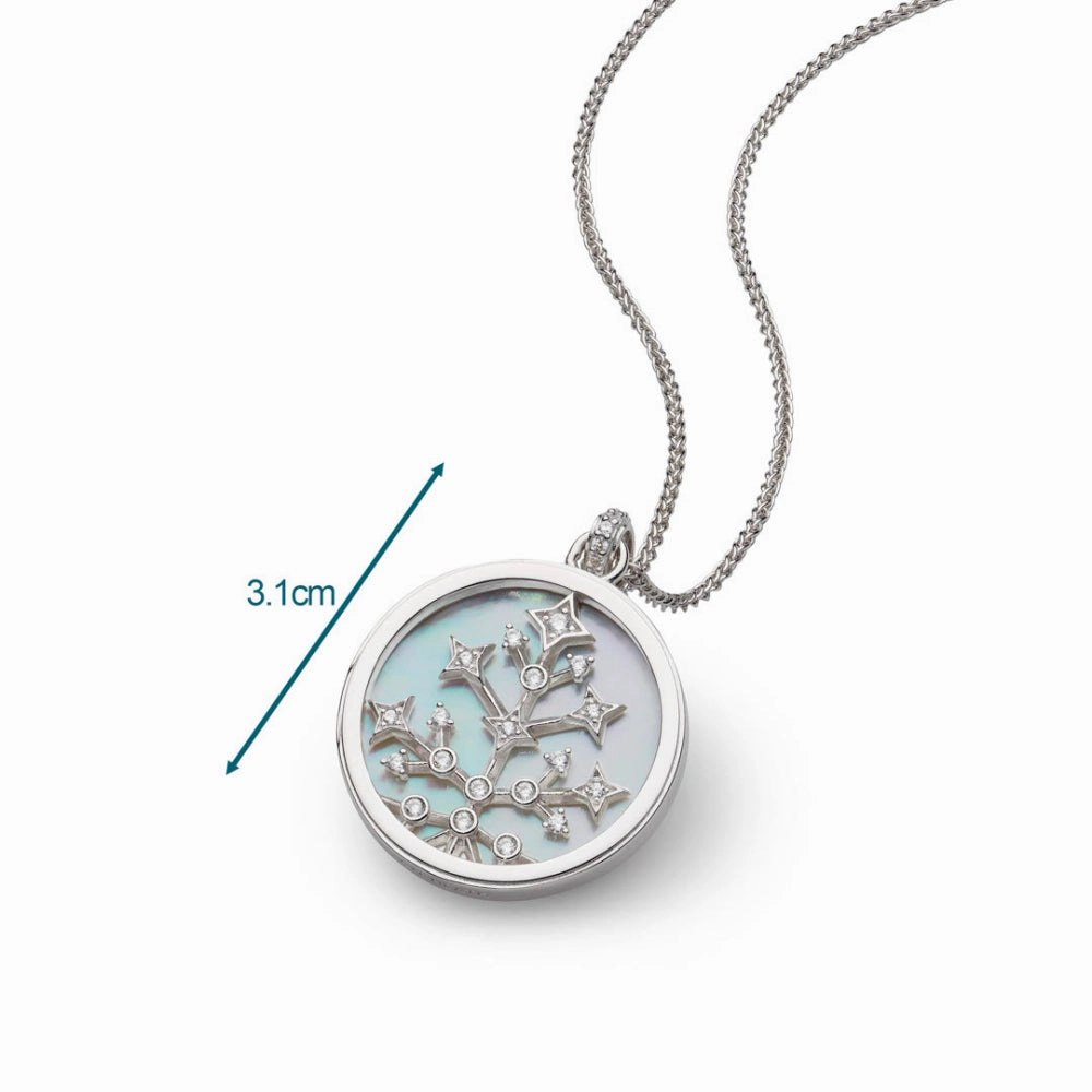 Silver Cleste Astoria Family Tree of Life Mother of Pearl Double Sided Necklace